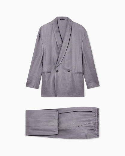 Cupro chevron double-breasted suit