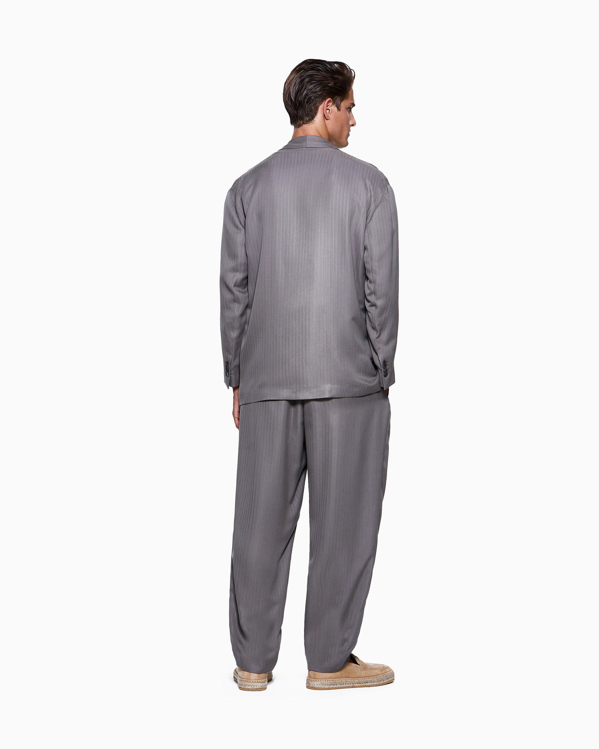 Cupro chevron double-breasted suit