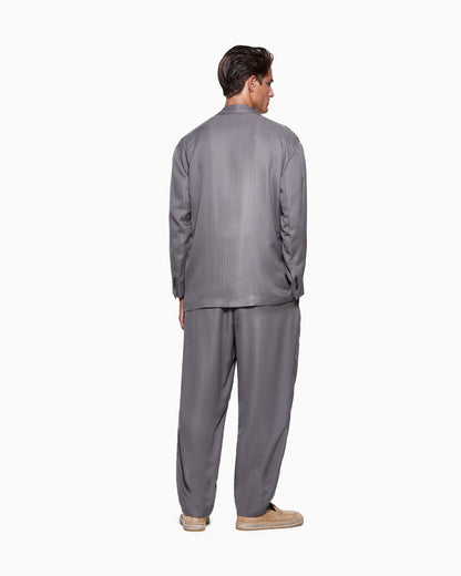 Cupro chevron double-breasted suit