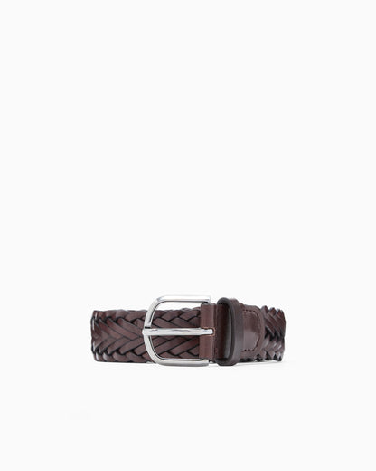 Woven leather belt