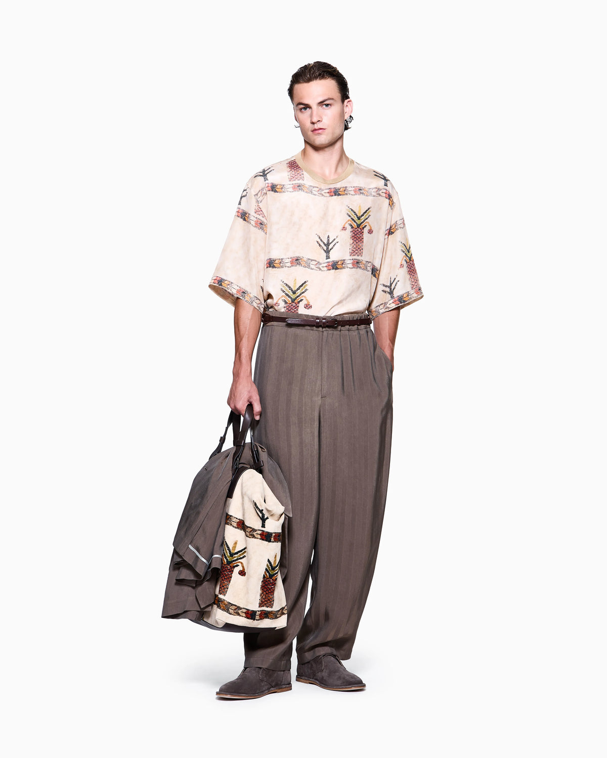 Printed silk T-shirt