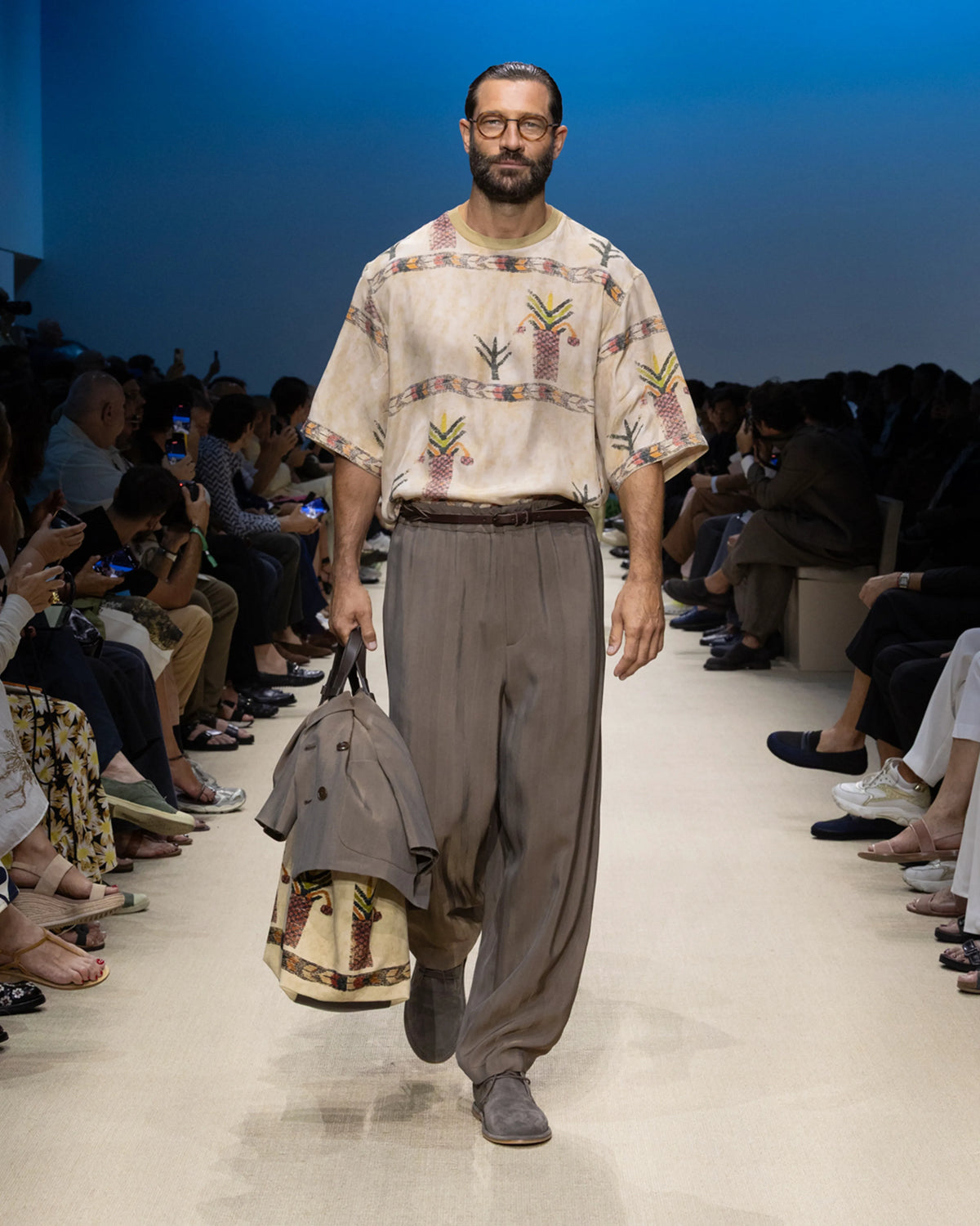 Printed silk T-shirt