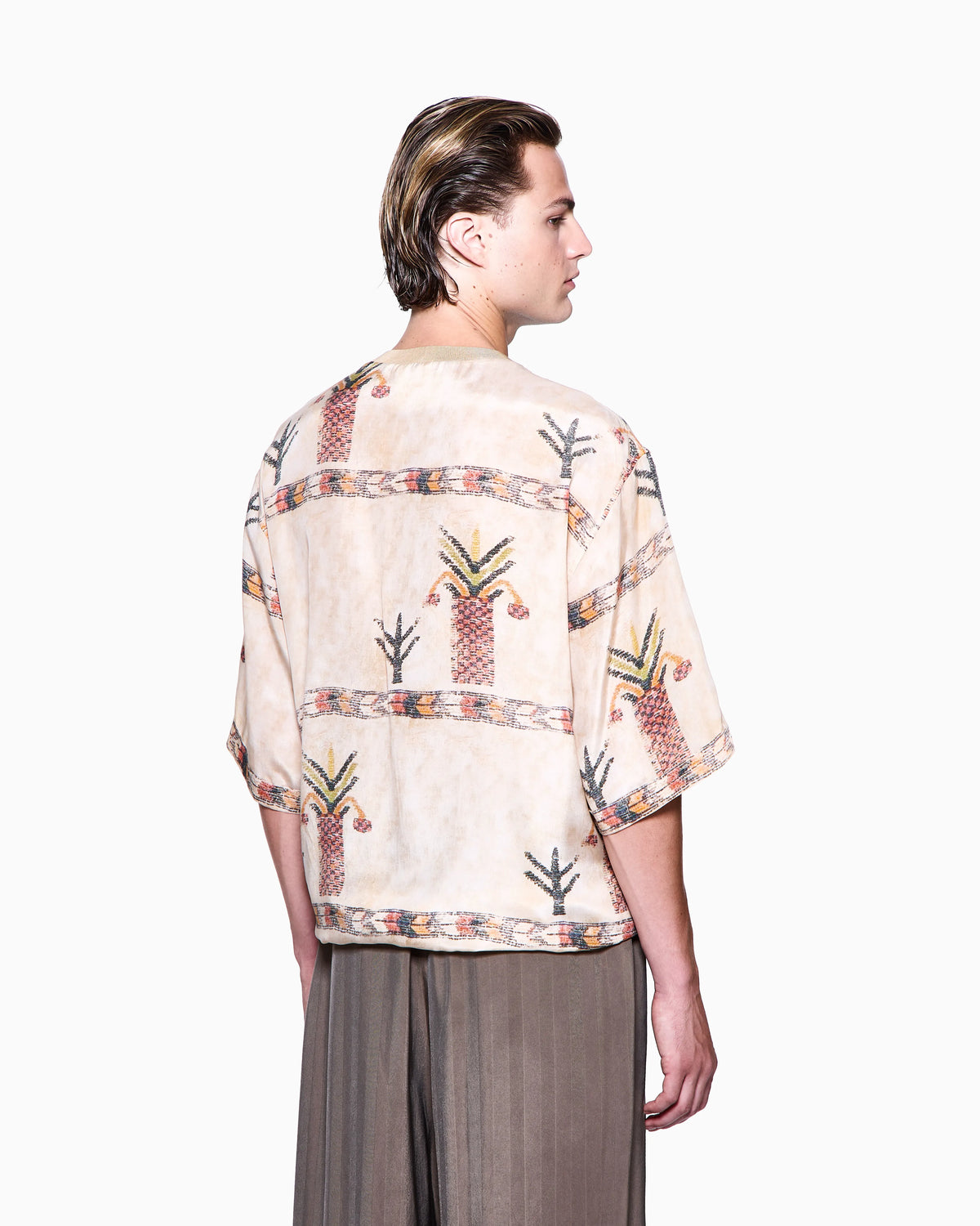 Printed silk T-shirt