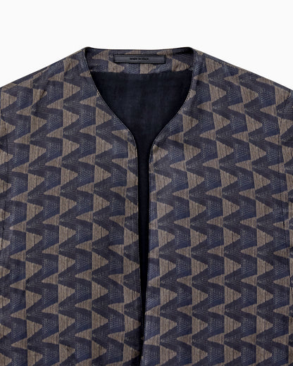 Single-breasted waistcoat in cupro canvas with a geometric print
