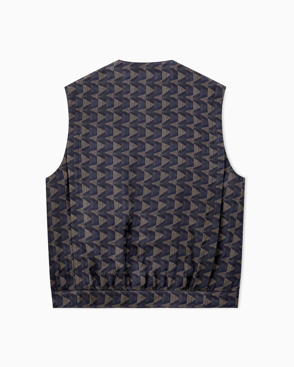 Single-breasted waistcoat in cupro canvas with a geometric print