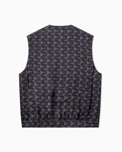 Single-breasted waistcoat in cupro canvas with a geometric print