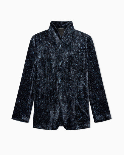 Single-breasted jacket in chevron print velvet