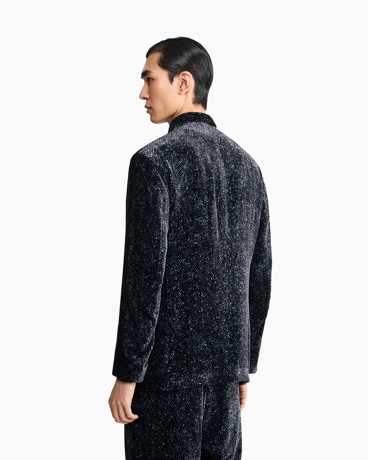 Single-breasted jacket in chevron print velvet