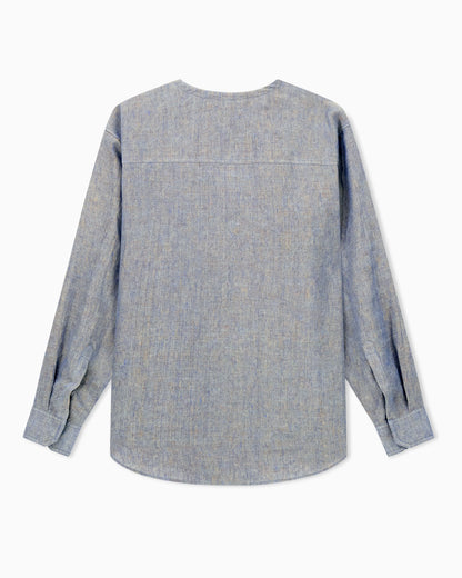 Shirt jacket in pure linen canvas