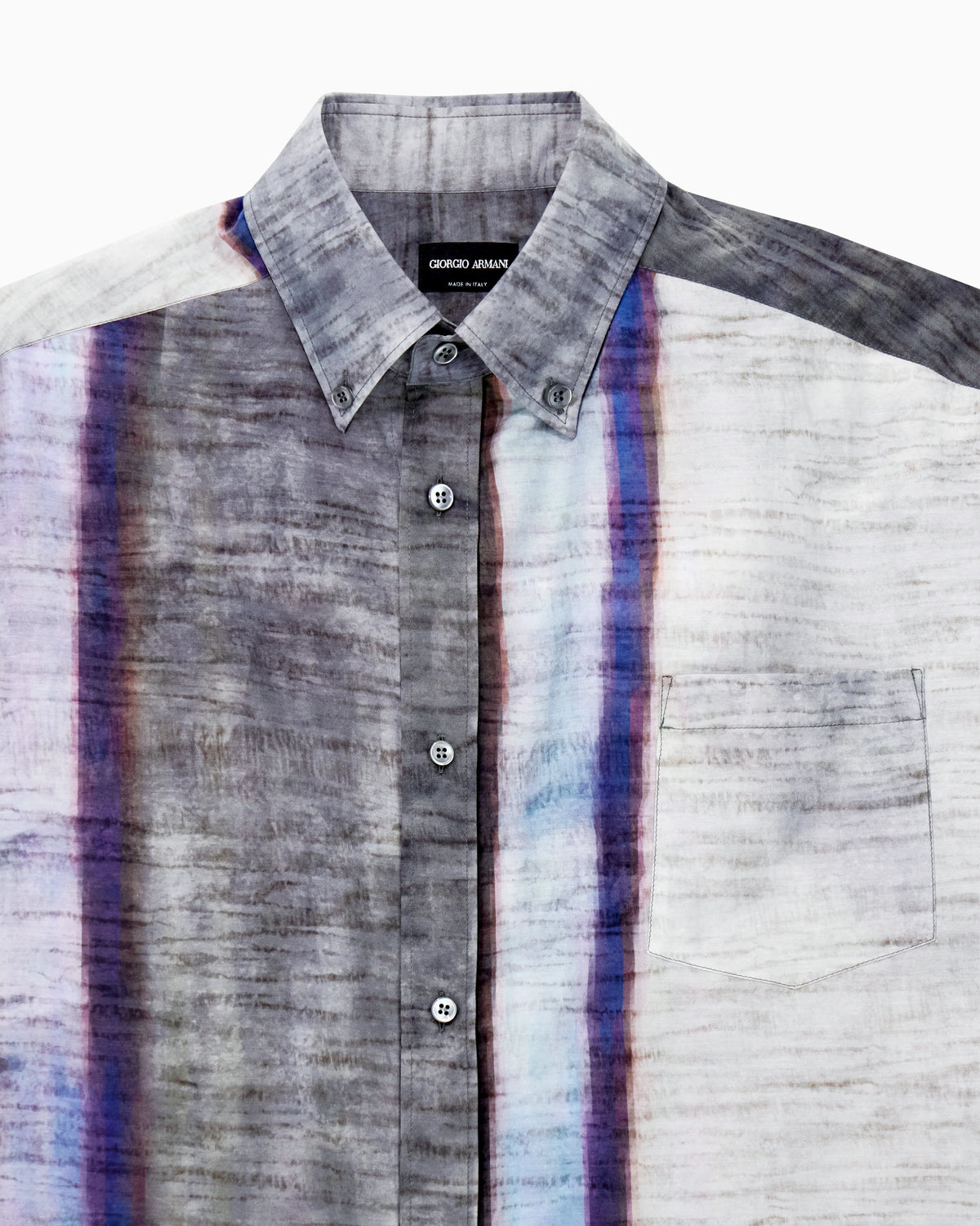 Printed cotton and silk short-sleeved shirt