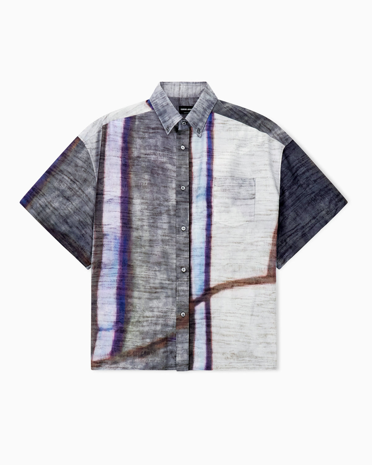 Printed cotton and silk short-sleeved shirt