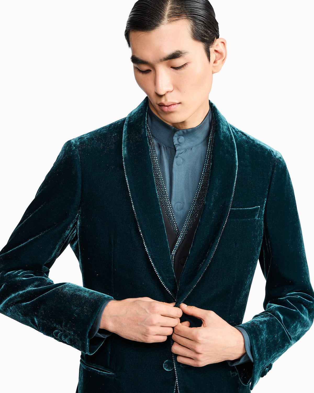Single-breasted velvet jacket