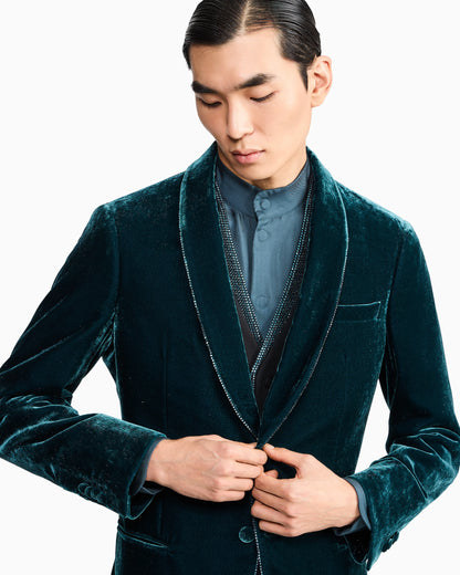 Single-breasted velvet jacket