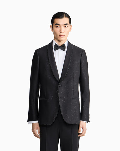 Single-breasted jacket in wool crepe