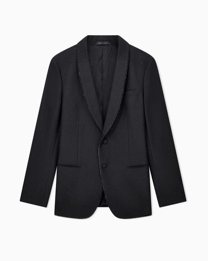 Single-breasted jacket in wool crepe