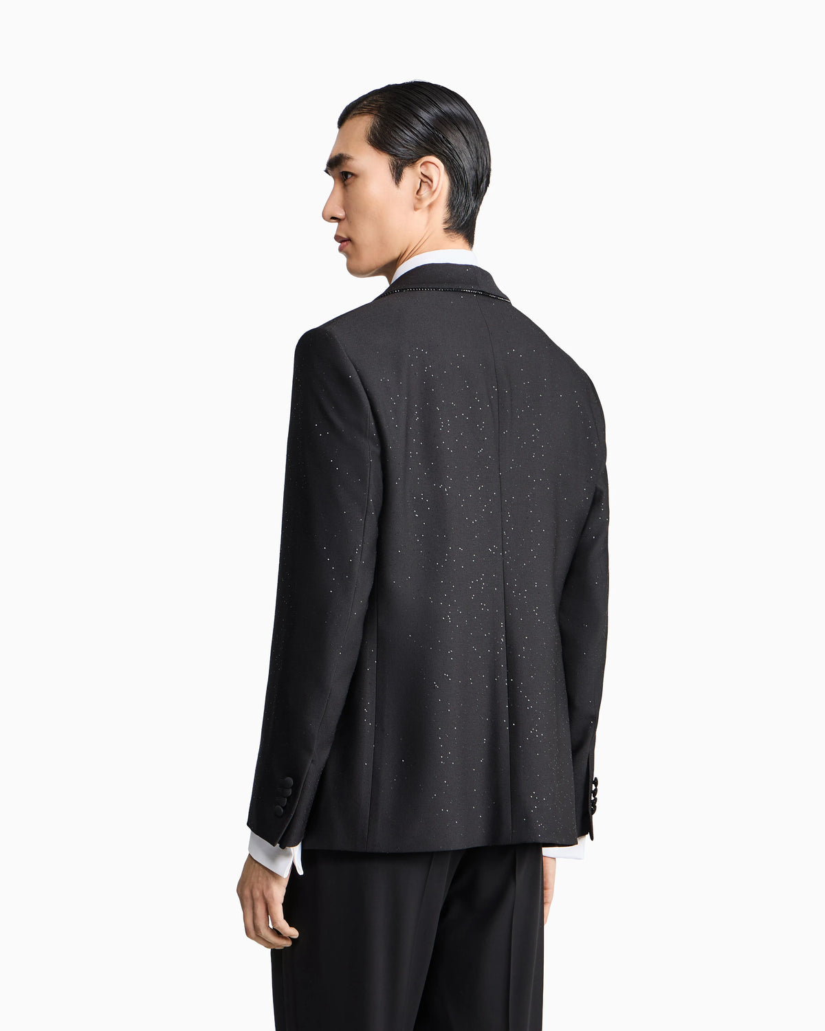 Single-breasted jacket in wool crepe