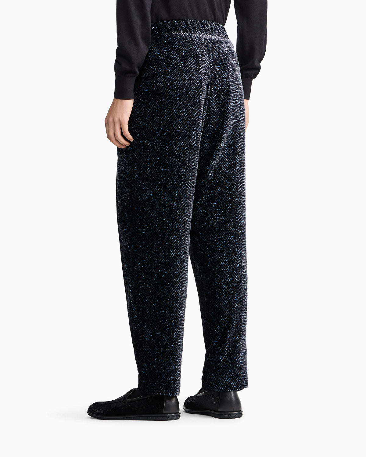 Chevron print velvet trousers