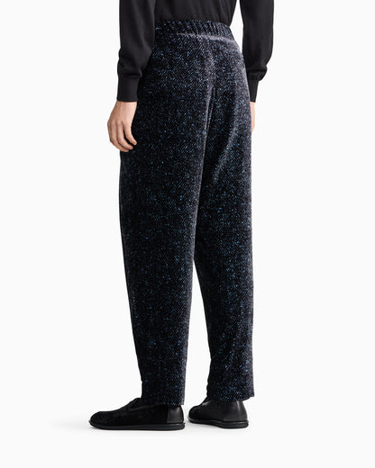 Chevron print velvet trousers