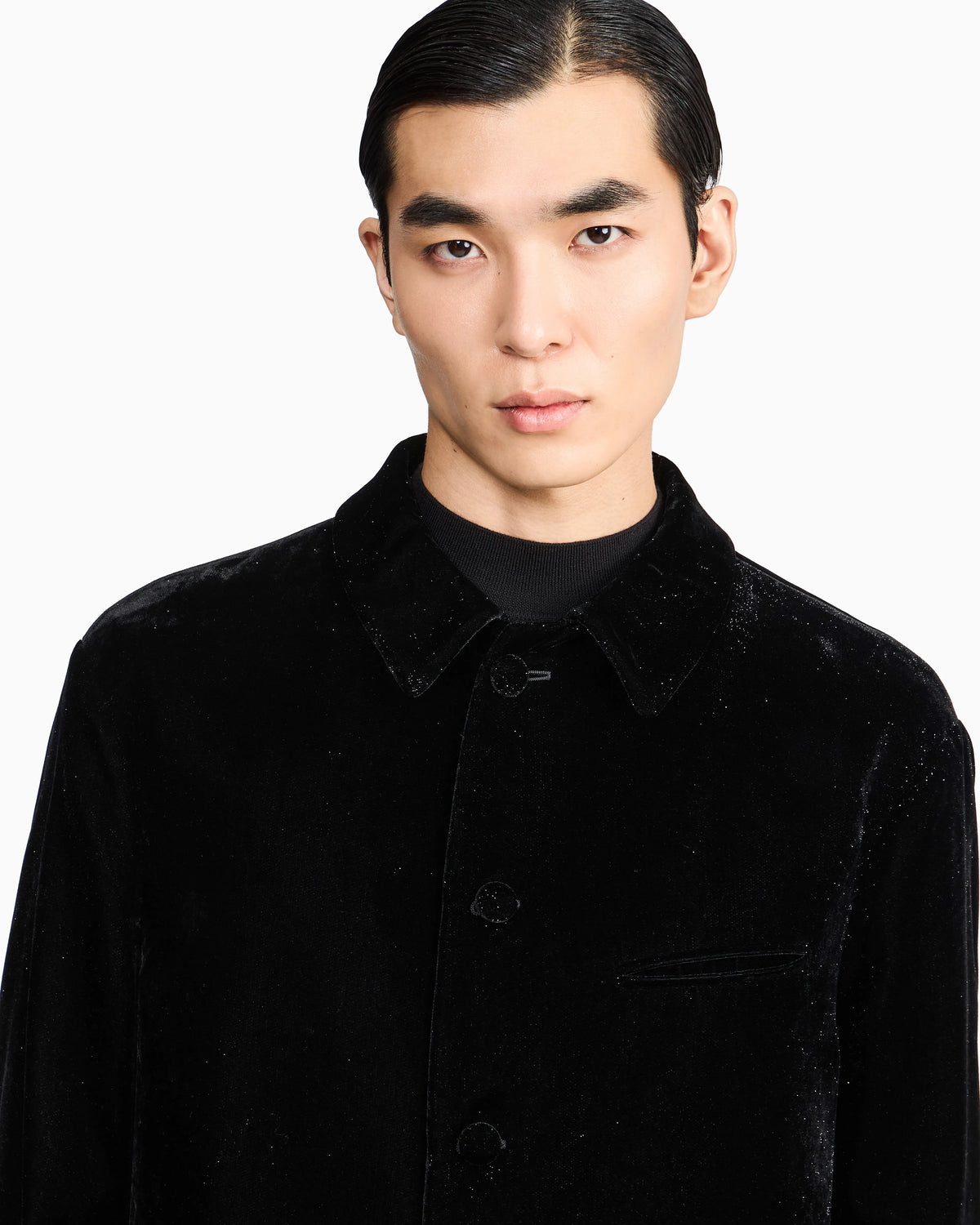 Velvet shirt jacket
