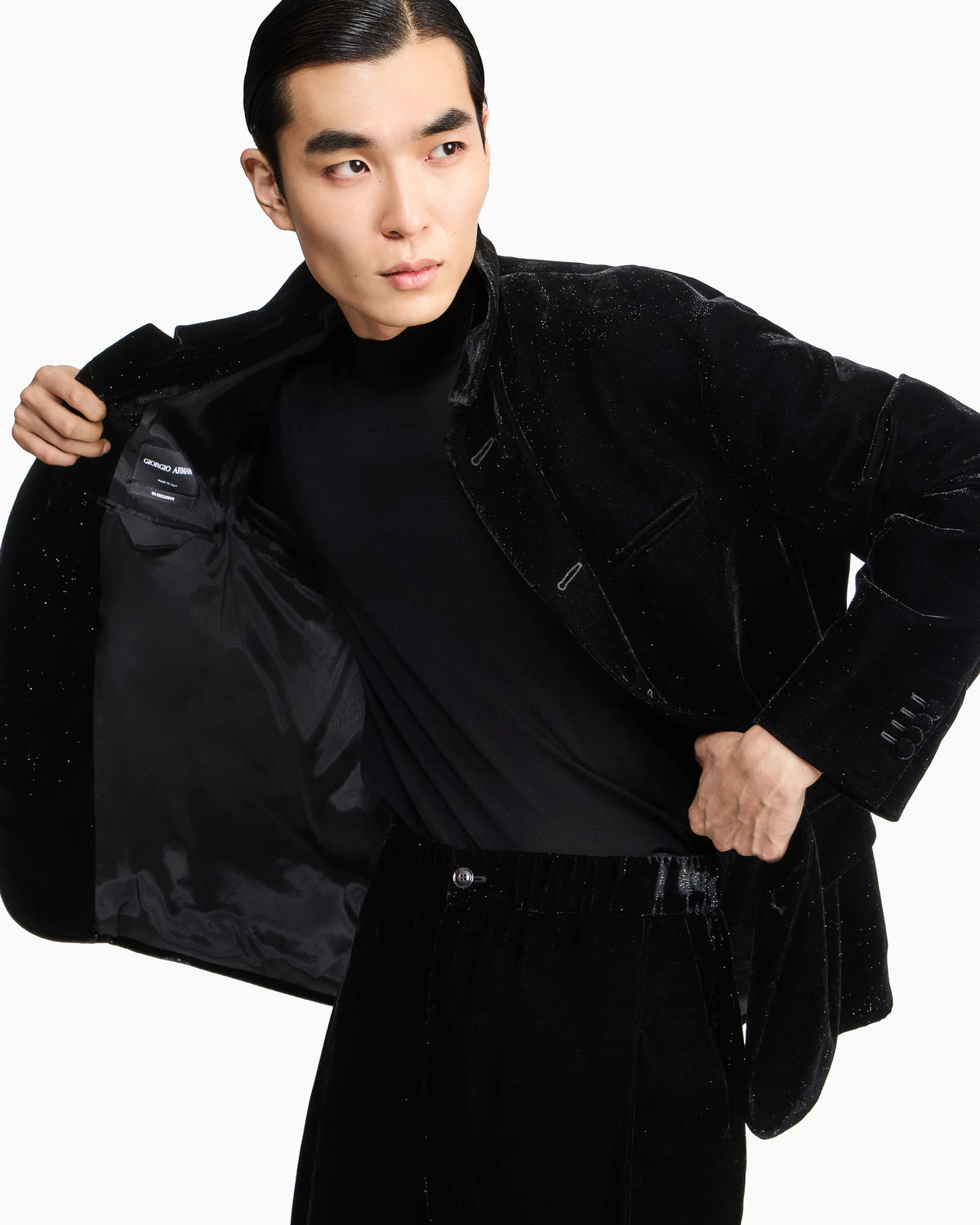 Velvet shirt jacket