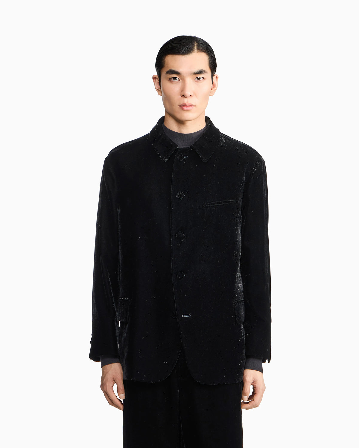 Velvet shirt jacket