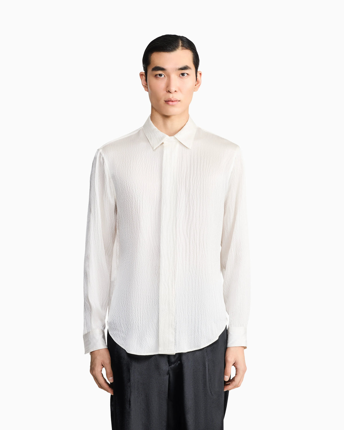 Hammered silk satin shirt