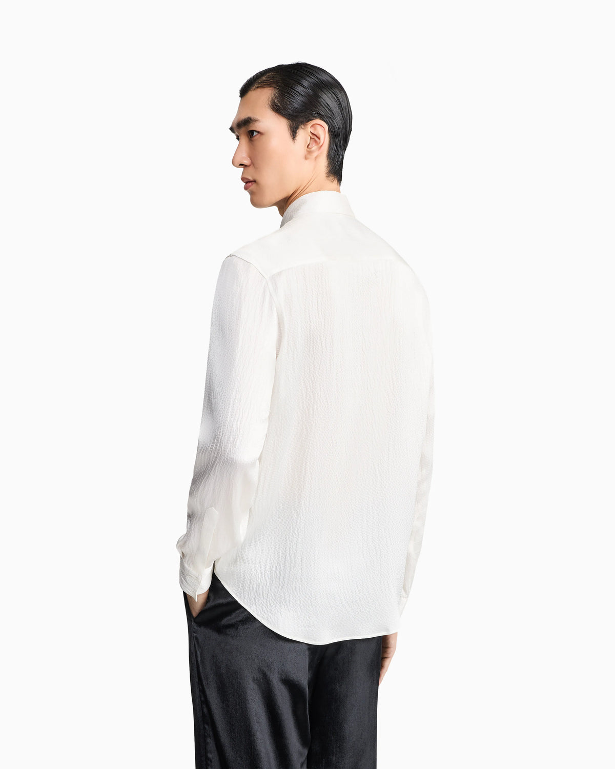 Hammered silk satin shirt