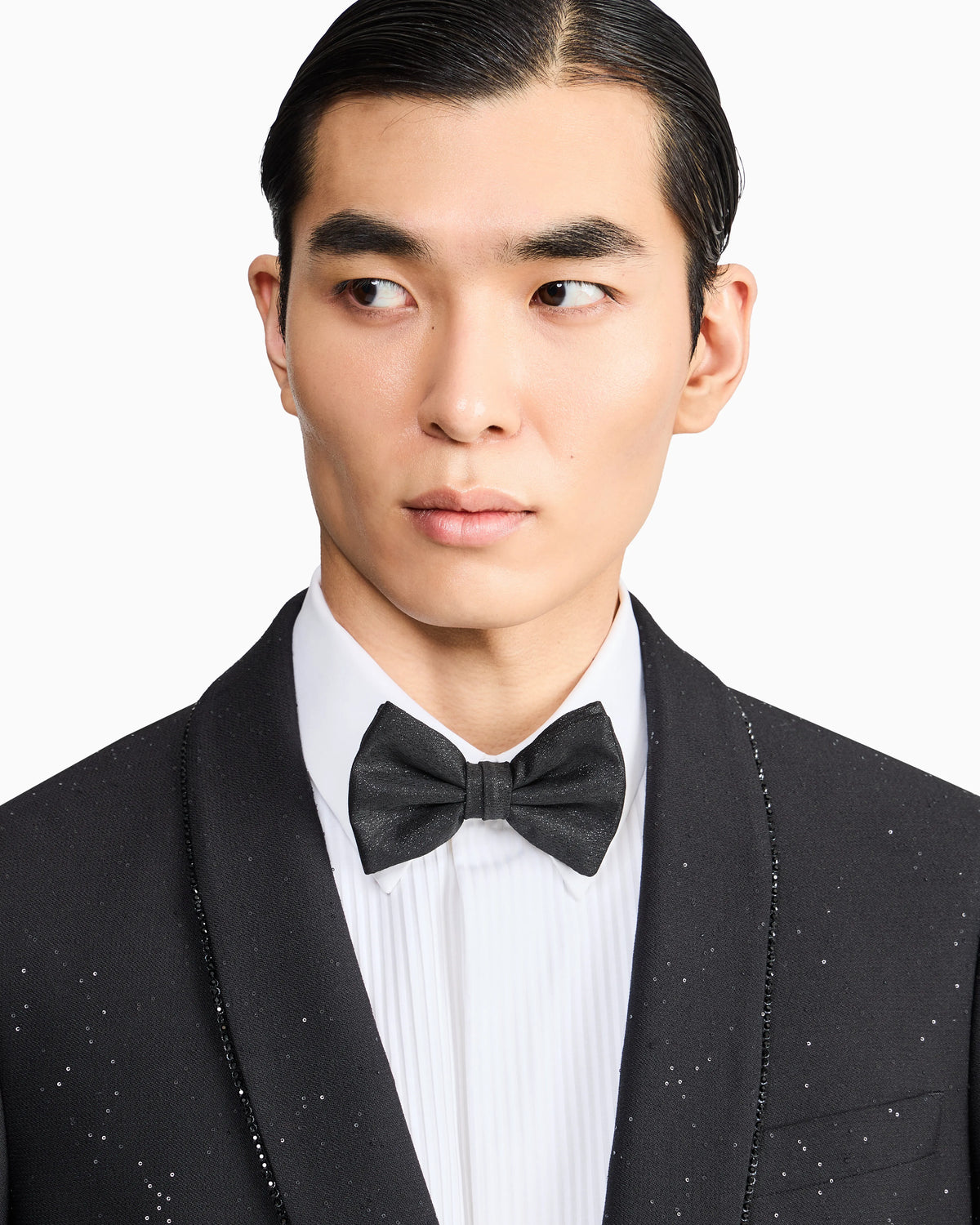 Cotton tuxedo shirt with pleated detail