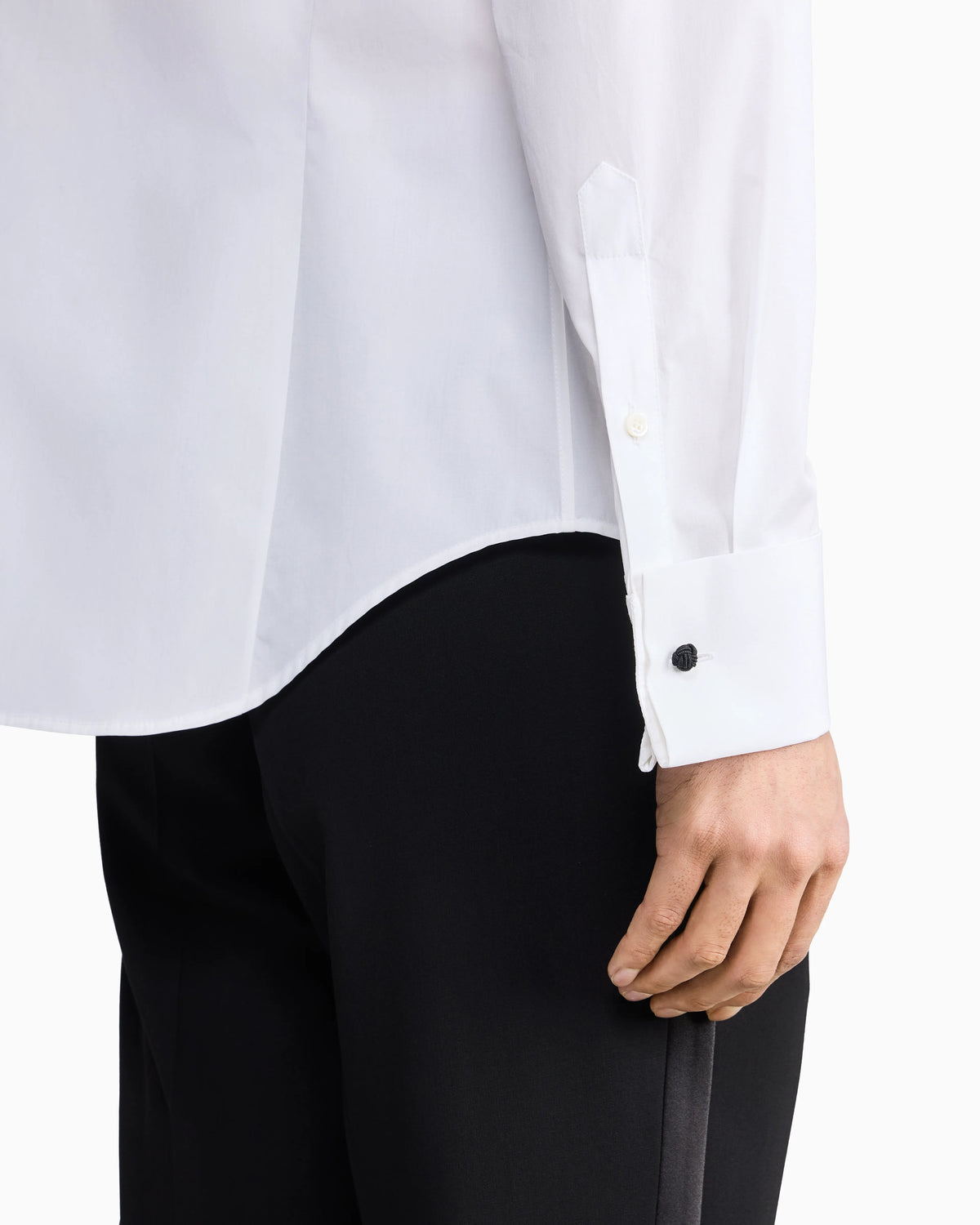 Cotton tuxedo shirt with pleated detail