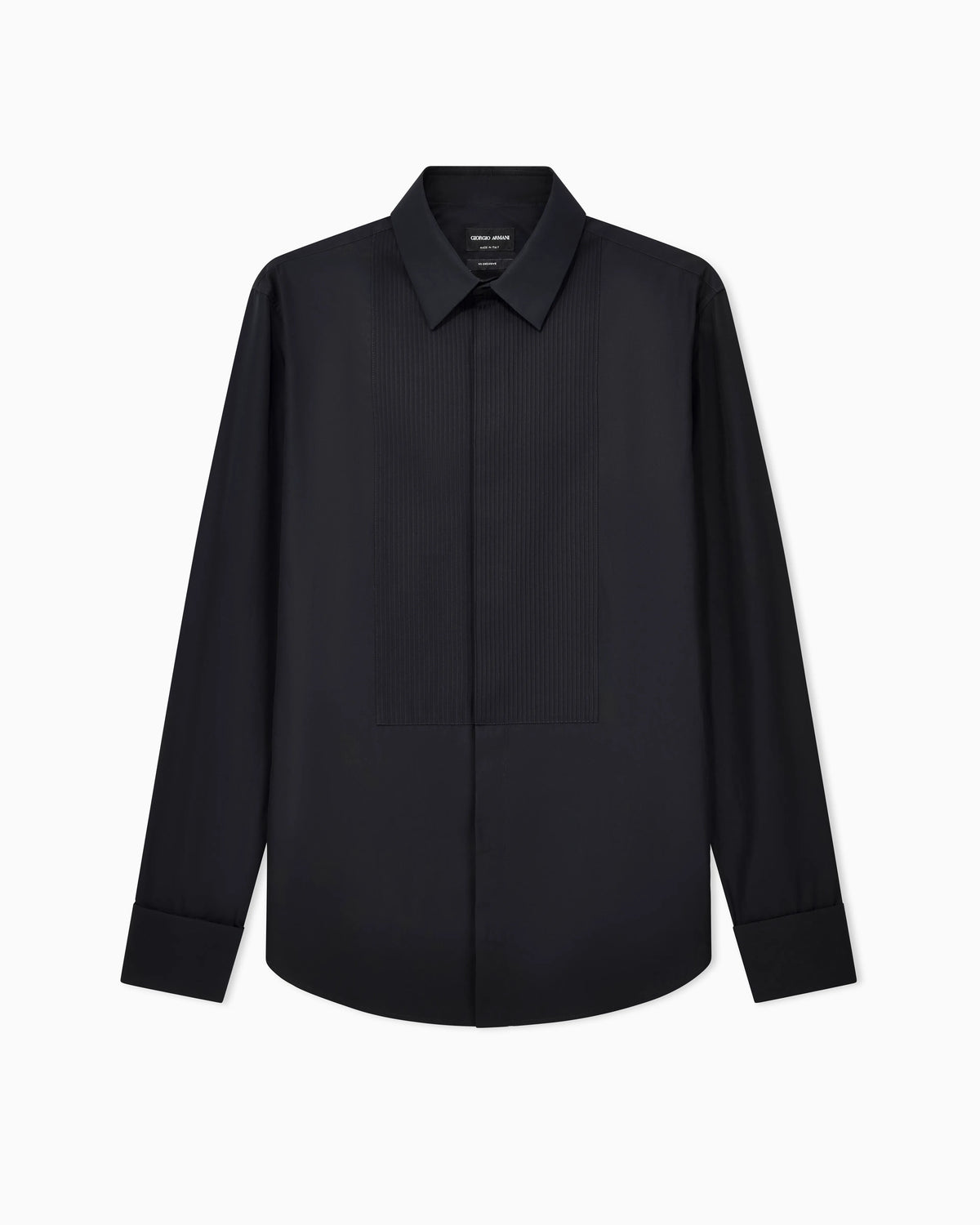 Cotton tuxedo shirt with pleated detail