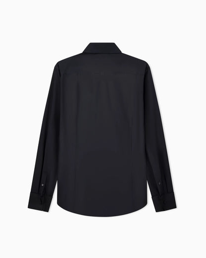 Cotton tuxedo shirt with pleated detail