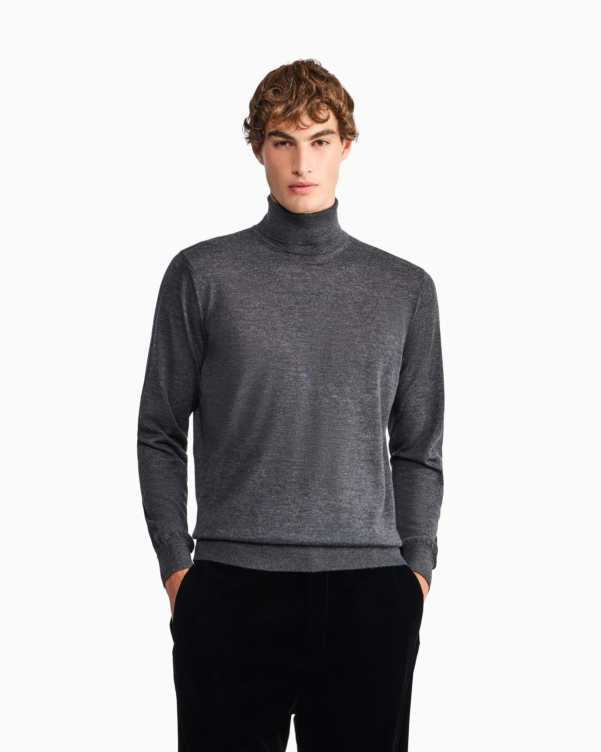 Sweater regular fit plain knit cashmere