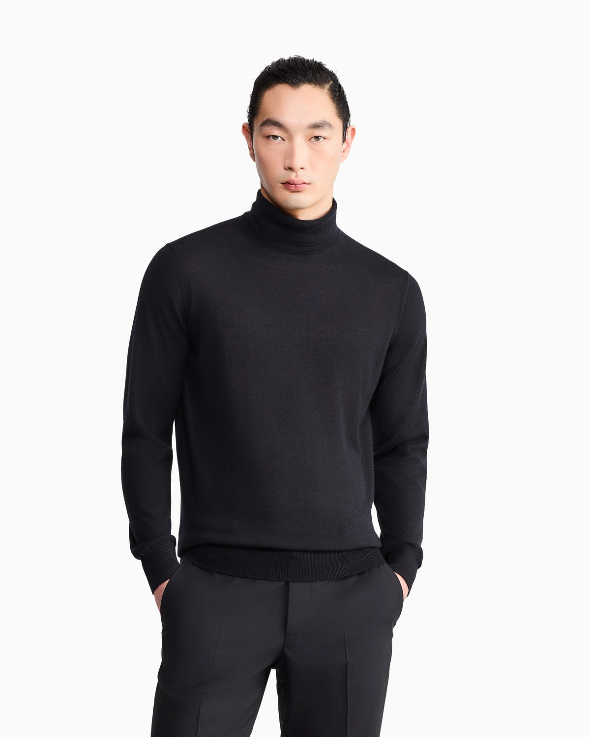 Sweater regular fit plain knit cashmere