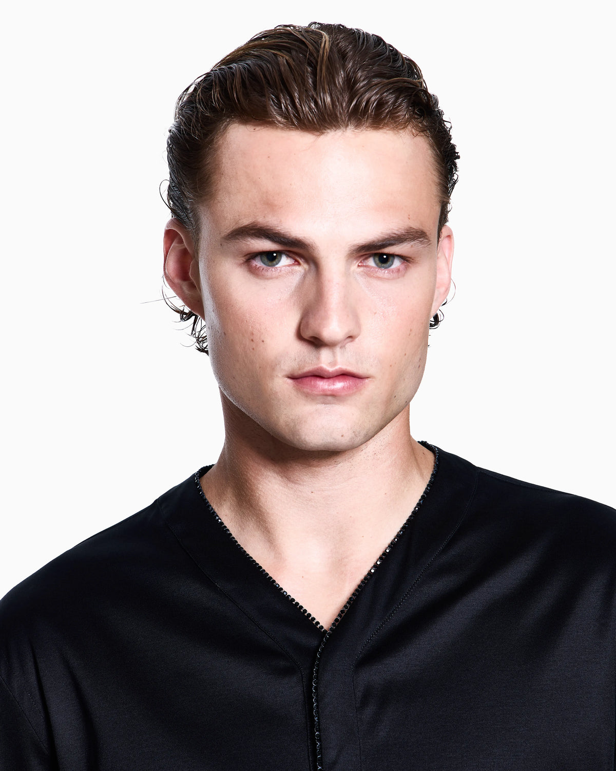 Cotton shirt with rhinestone detail