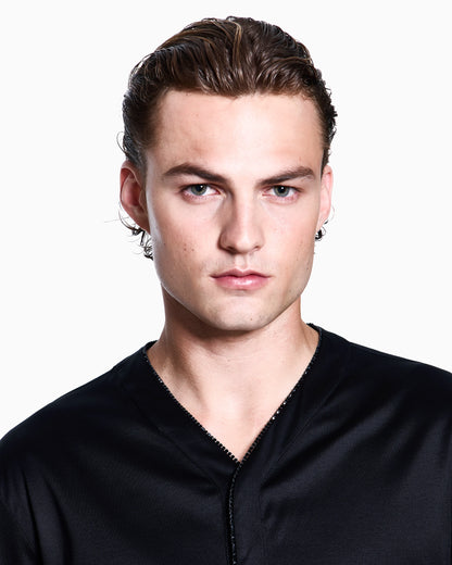 Cotton shirt with rhinestone detail