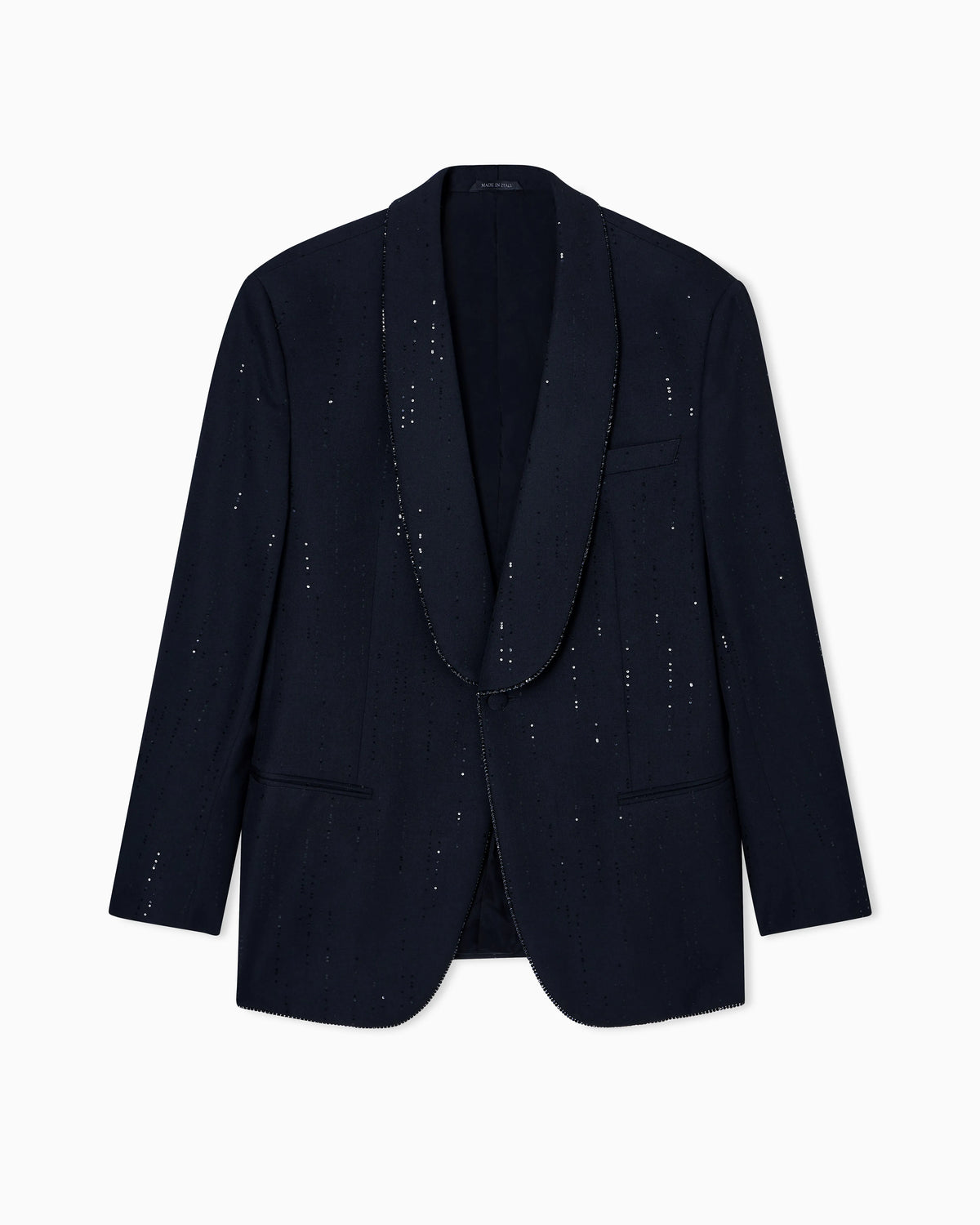 Soho line single-breasted tuxedo jacket in virgin wool with sequins
