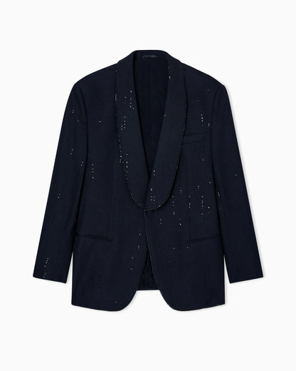 Soho line single-breasted tuxedo jacket in virgin wool with sequins