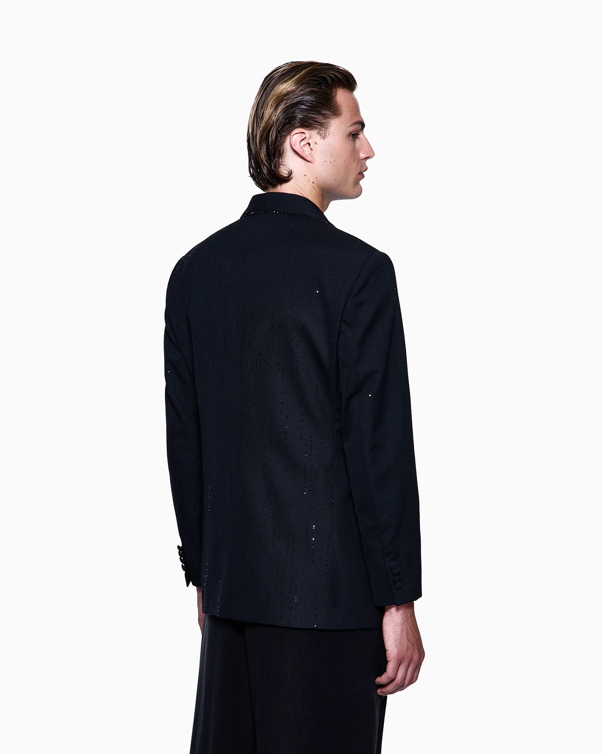 Soho line single-breasted tuxedo jacket in virgin wool with sequins