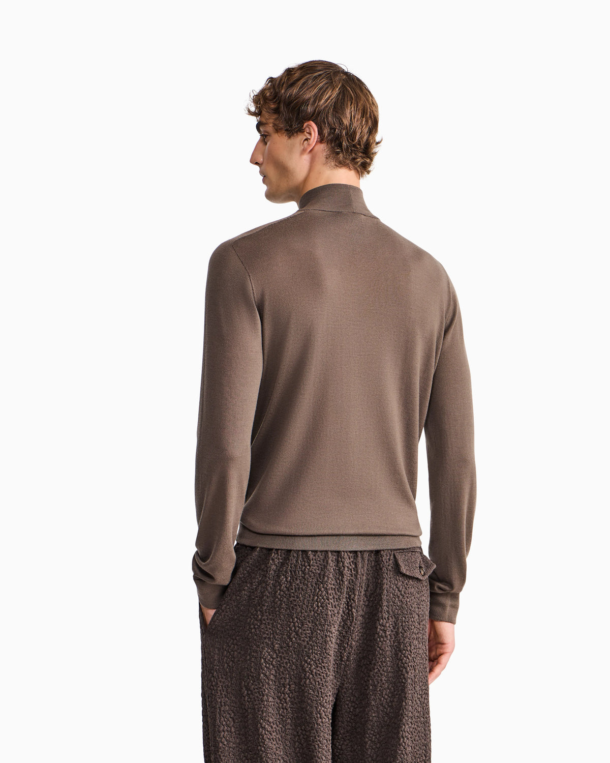 Slim-fit sweater in plain knit virgin wool