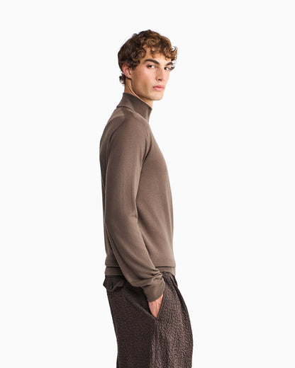 Slim-fit sweater in plain knit virgin wool