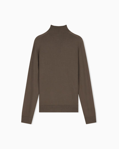 Slim-fit sweater in plain knit virgin wool