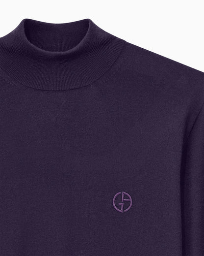 Slim-fit sweater in plain knit virgin wool