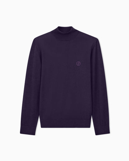 Slim-fit sweater in plain knit virgin wool