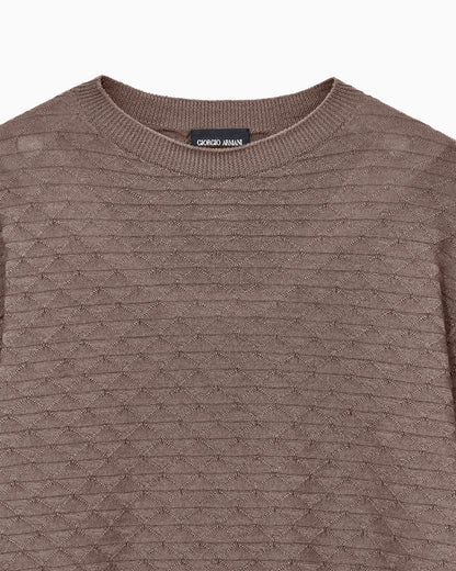 Sweater with regular fit in virgin wool with triangle weave