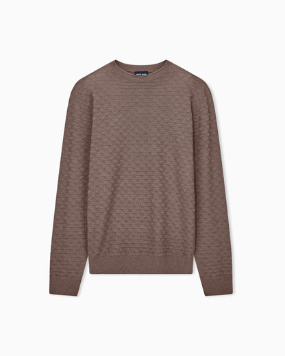 Sweater with regular fit in virgin wool with triangle weave