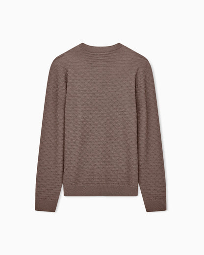 Sweater with regular fit in virgin wool with triangle weave