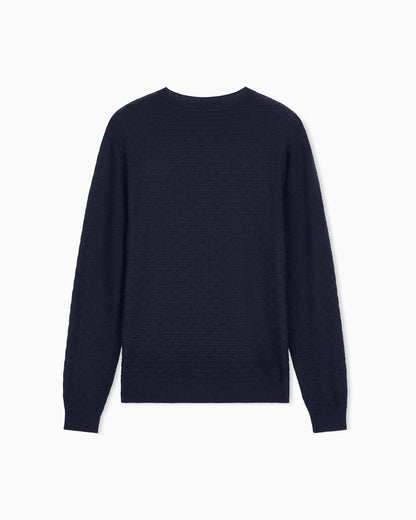 Sweater with regular fit in virgin wool with triangle weave