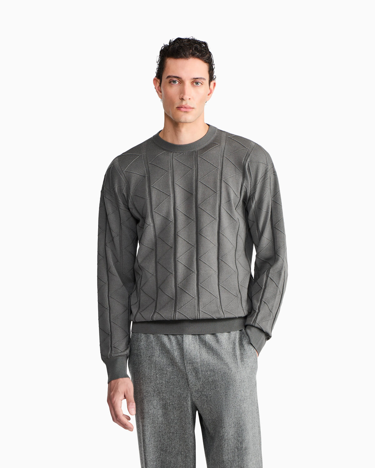 Sweater regular fit chevron virgin wool