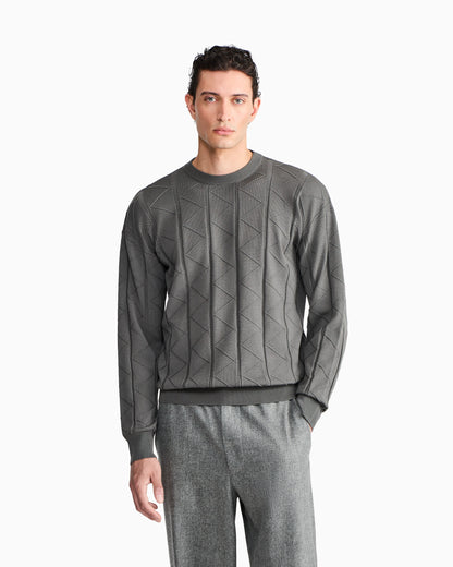 Sweater regular fit chevron virgin wool