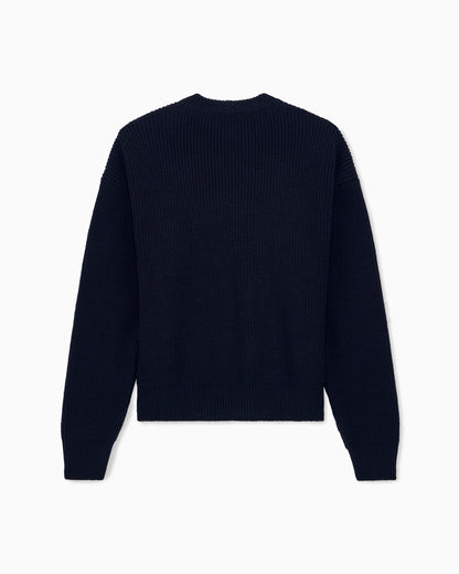 Sweater regular fit virgin wool half cardigan stitch